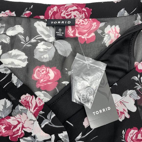New TORRID Chiffon Floral Pullover Lined Dress Torrid Sz 0 / US Sz L [See Note] - Picture 3 of 11